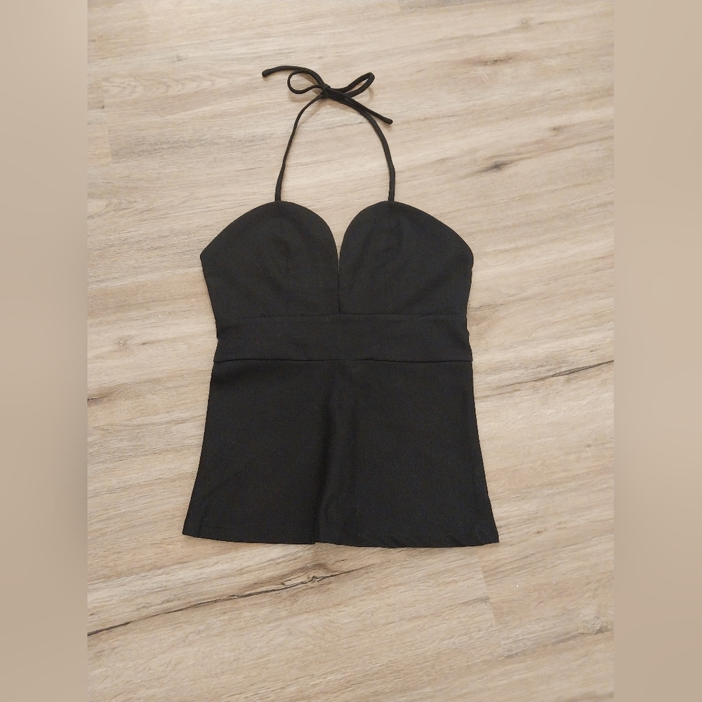 Alexis Black Halter Bustier Top